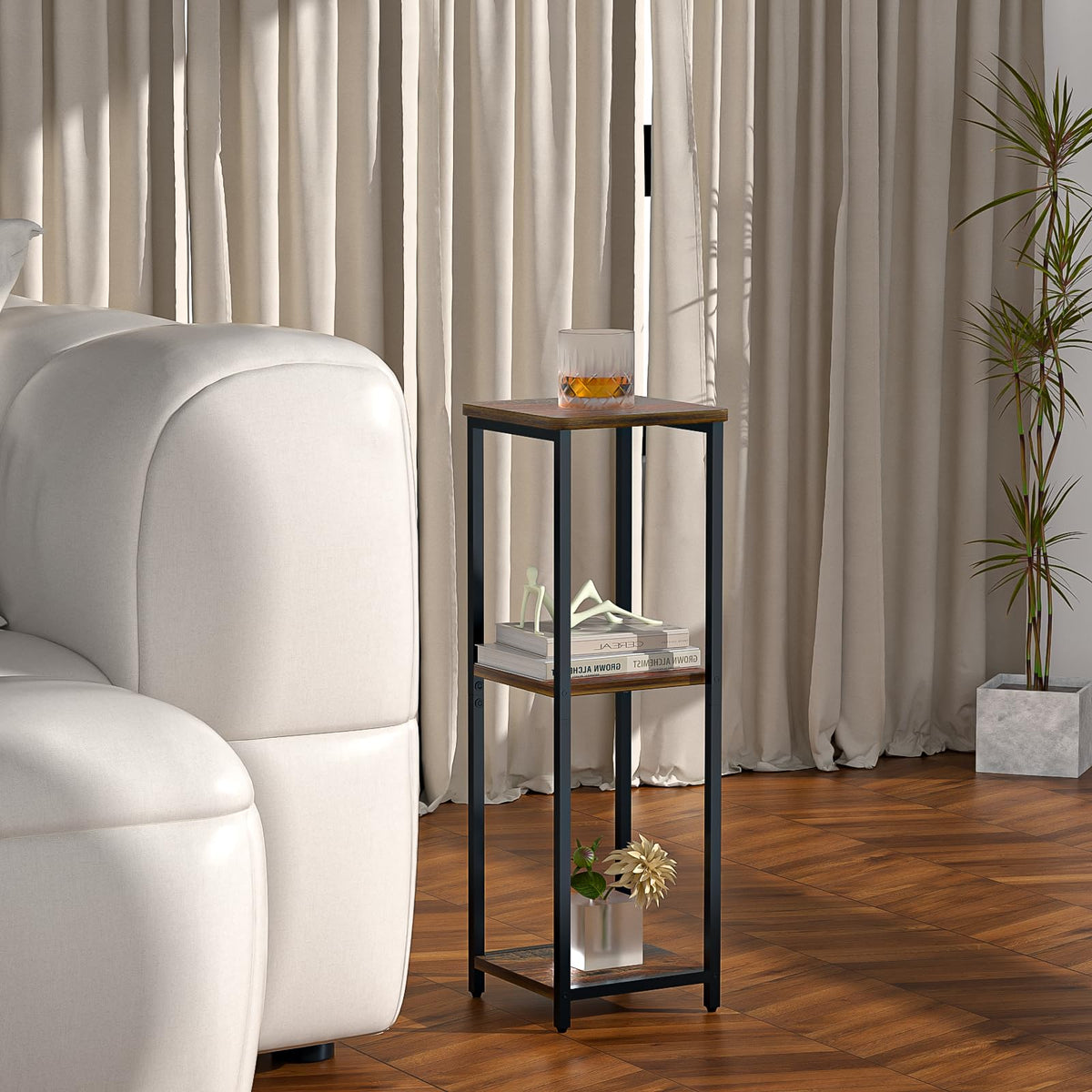 10" Wide Square 3-Tier Drink Table with Adjustable Feet W34659