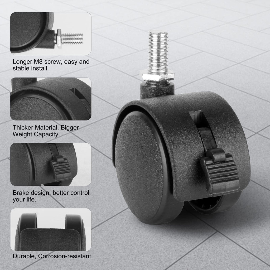 1.5 Inch Swivel Stem Caster Wheels with Locking Brake 4 Pack Q952879