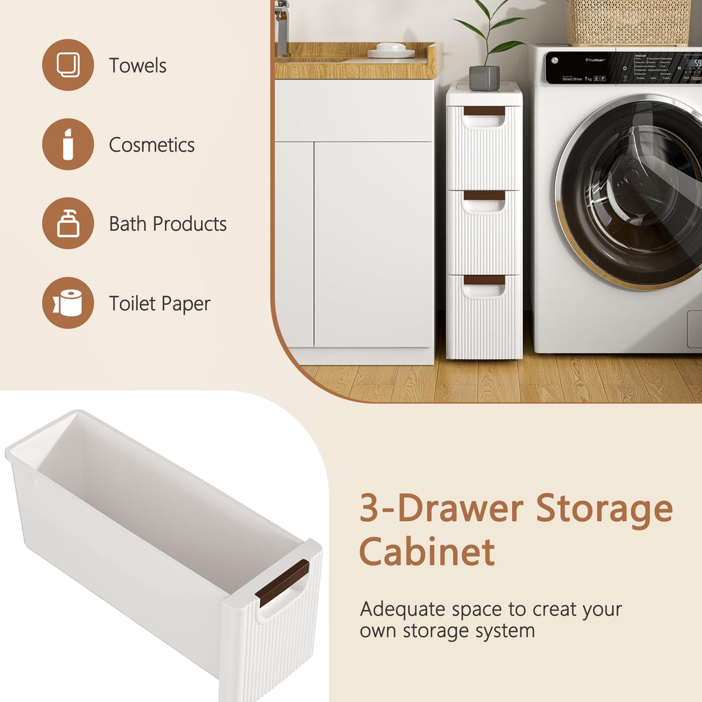 3 Drawer White Rolling Storage Cabinet D797