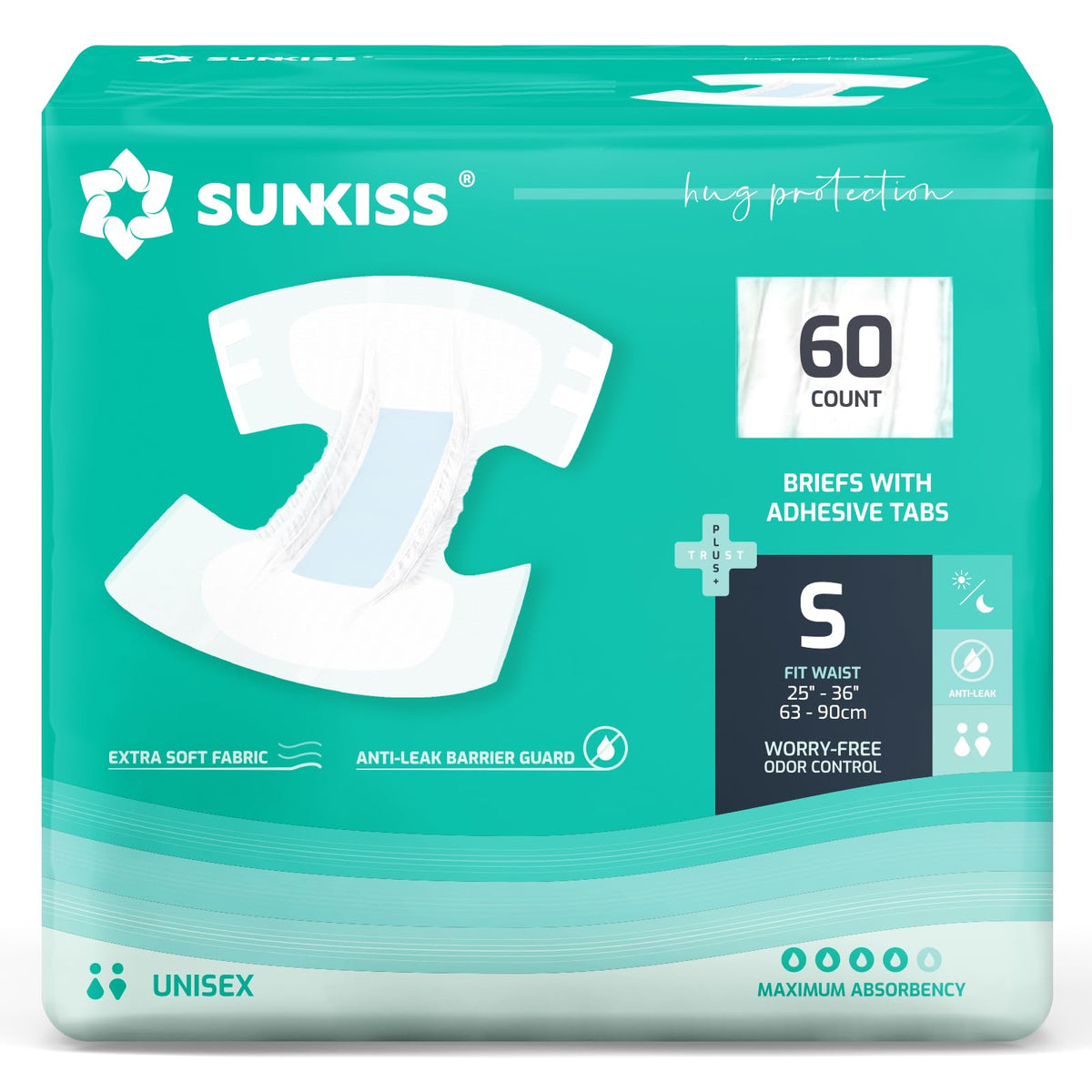 Adult Diapers with Tabs, Small, 60 Count Q9151