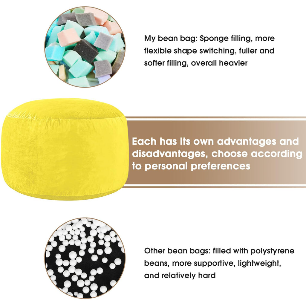 Yellow 3 ft Memory Foam Bean Bag Chair U417748