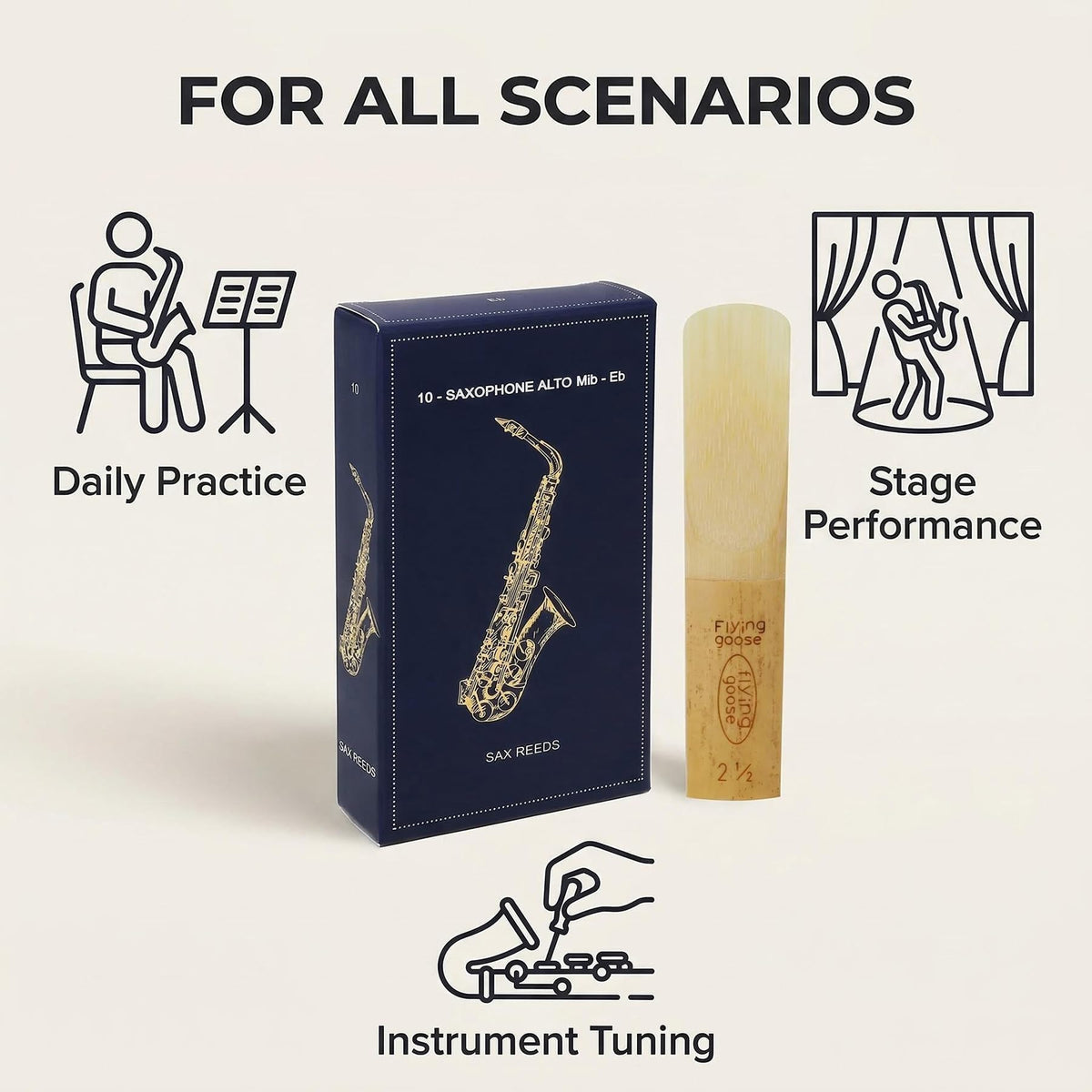 Alto Saxophone Reeds Strength 2.5 Natural Cane 10-Pack W296