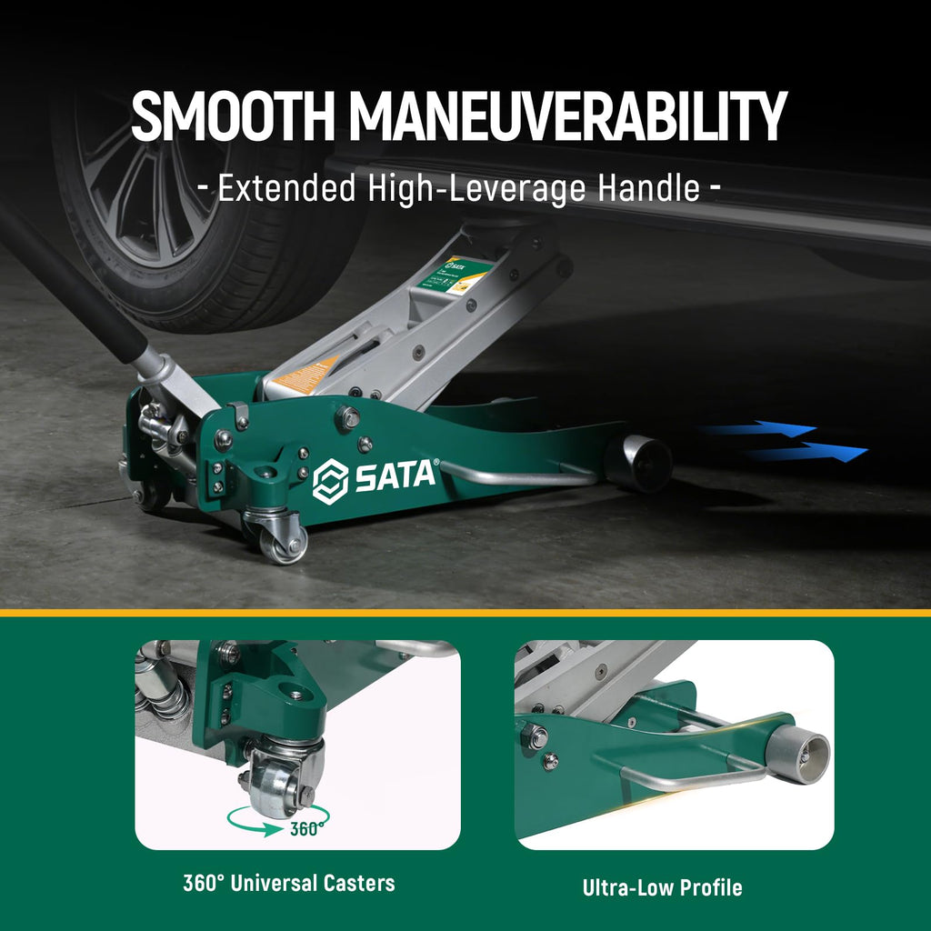 3-Ton Aluminum Floor Jack with Dual-Piston Rapid Lift Pump K19402