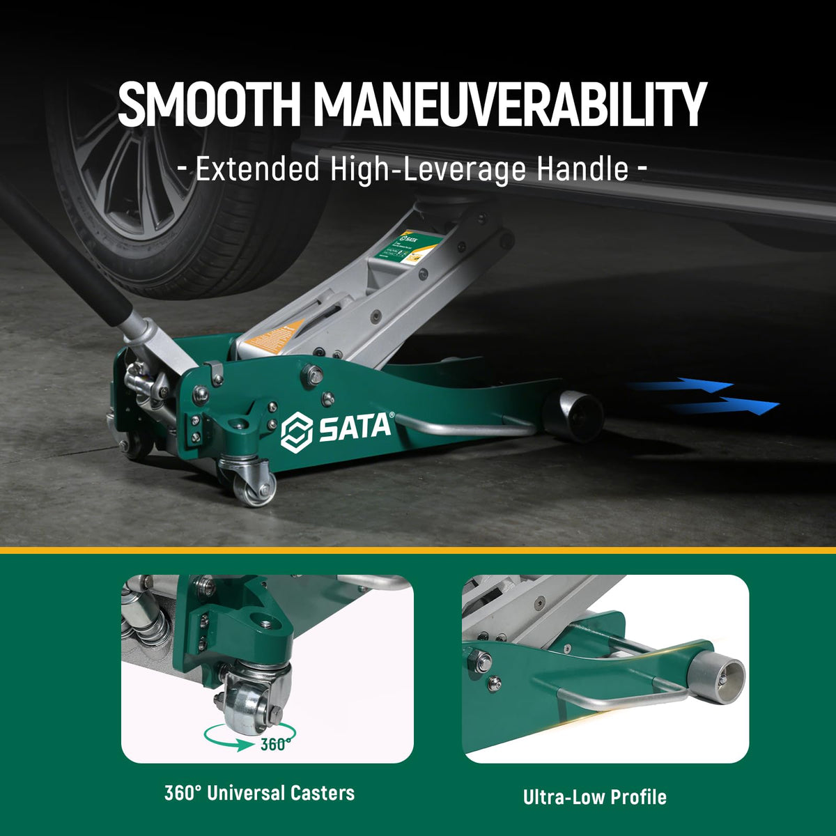 3-Ton Aluminum Floor Jack with Dual-Piston Rapid Lift Pump K19402