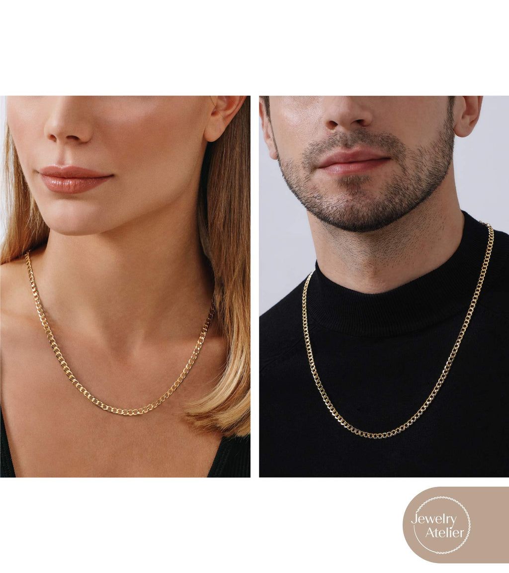14K Yellow Gold Filled Cuban Curb Link Chain Necklace R278