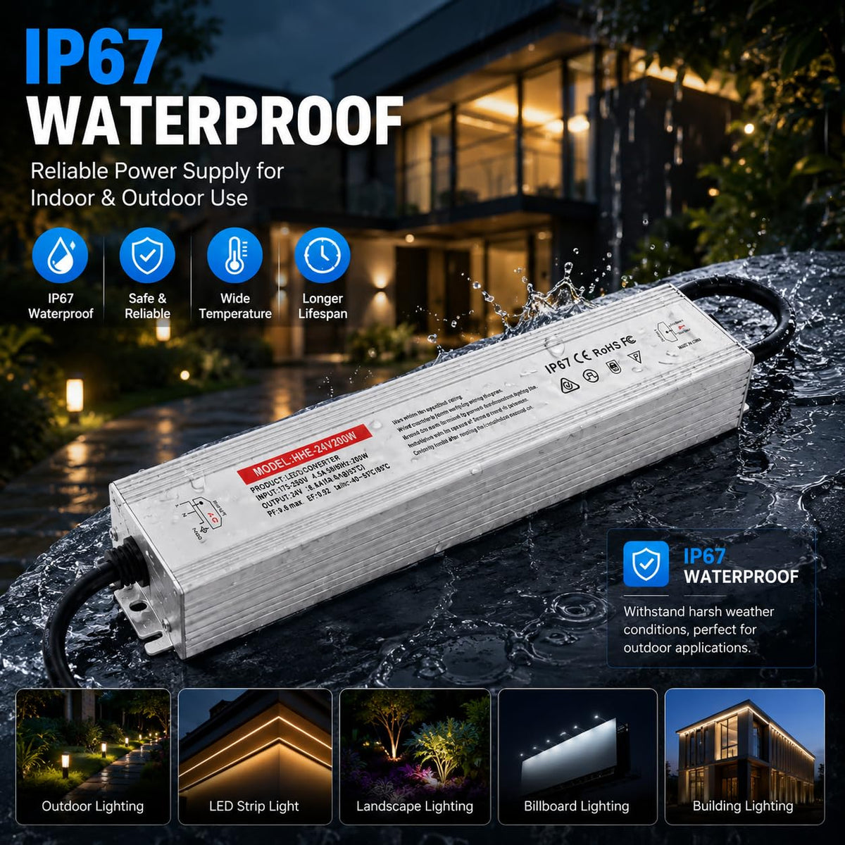 24V 200W IP67 Waterproof LED Power Supply N306268