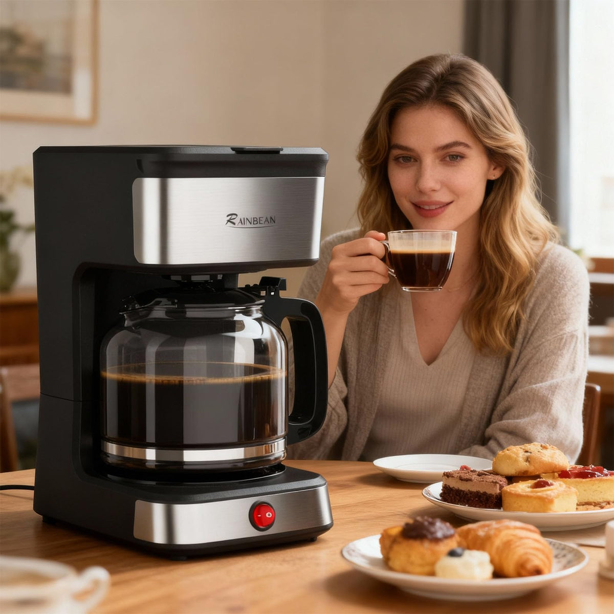 12-Cup Drip Coffee Maker with Glass Carafe Y7372