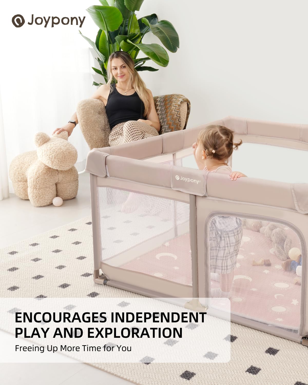 Baby Playpen with Mat 50x50 in Beige S64858