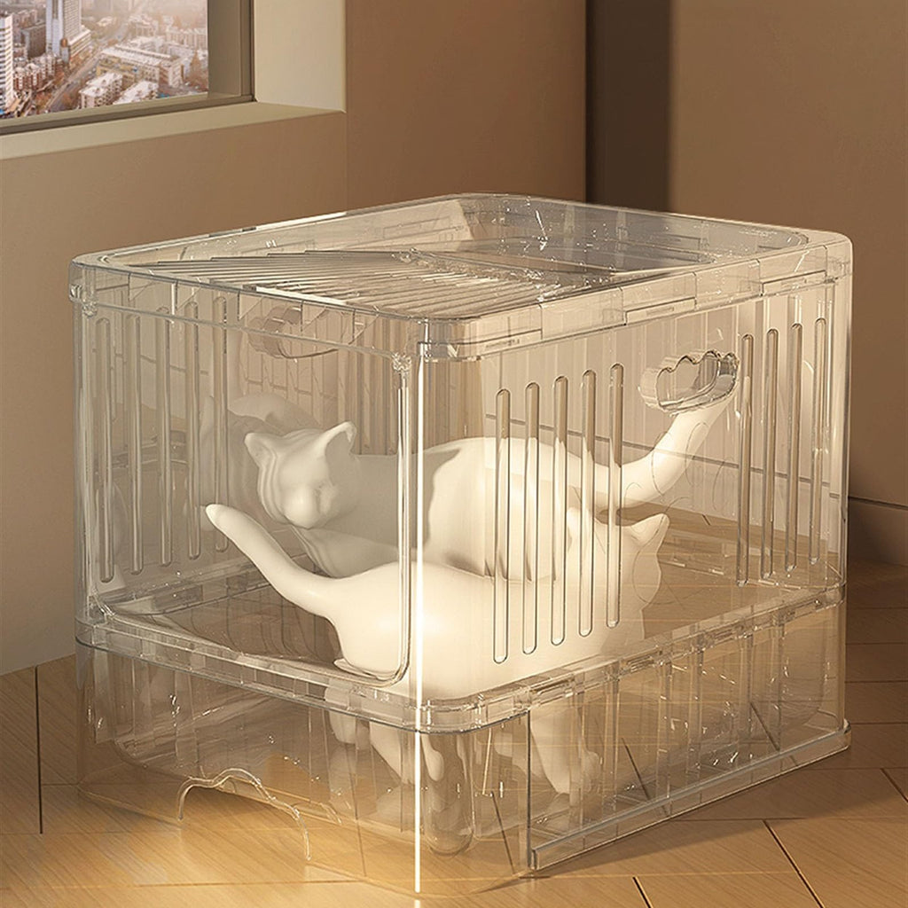 Cat Litter Box with Scoop, Large Top Entry Anti-Splashing with Lid, Enclosed Plastic, Drawer Type X933