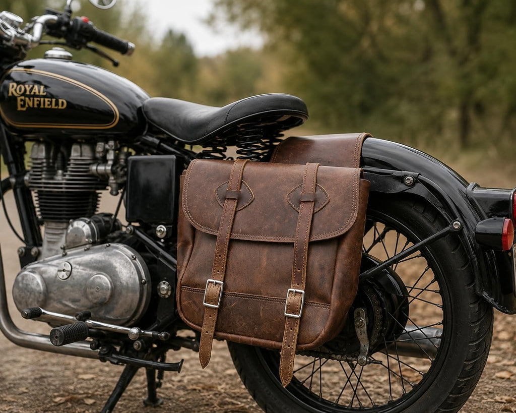 Leather Saddle Bag with Adjustable Strap 11X11X3.5 Inch Z221