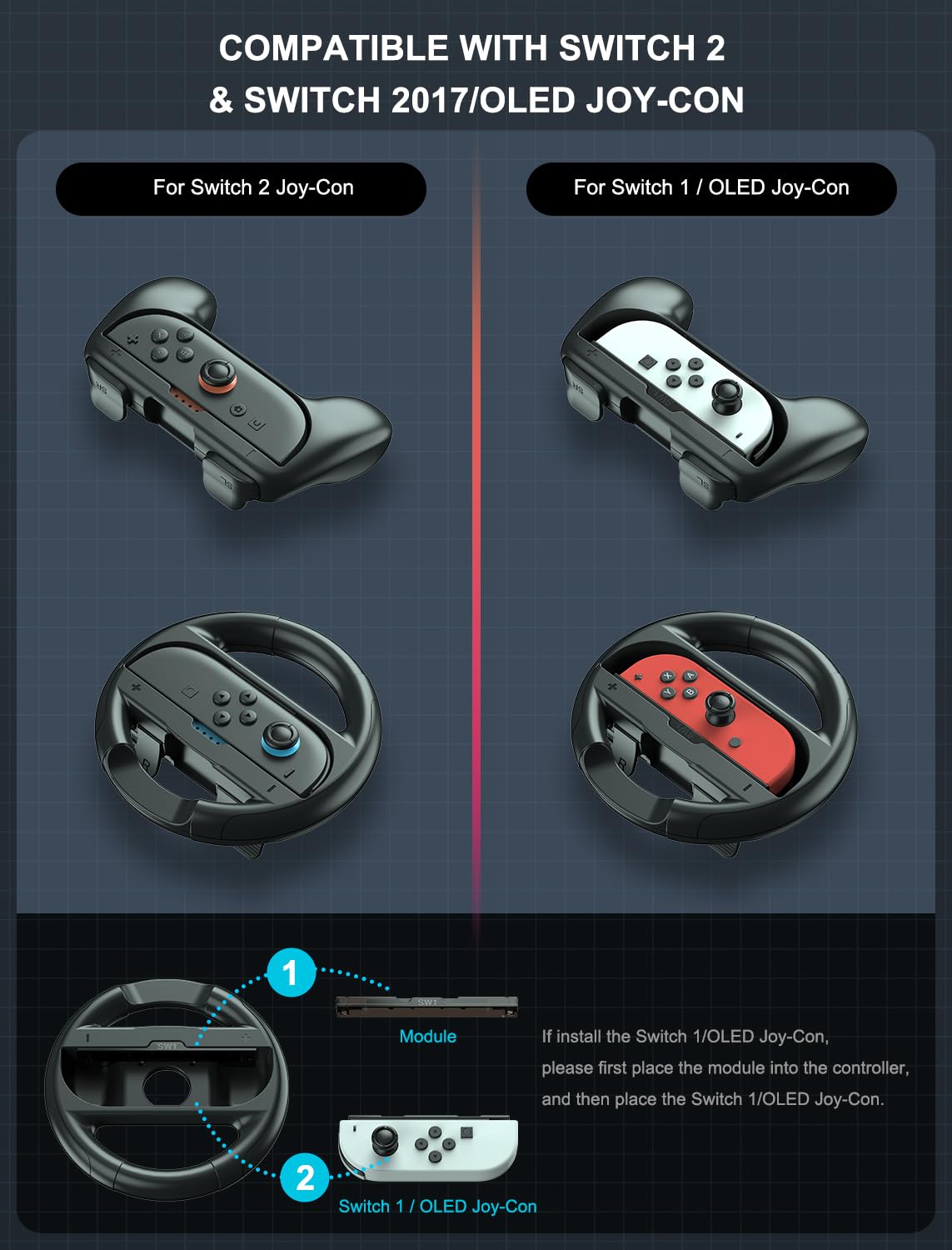 Joy-Con Grips & Steering Wheels Bundle I478