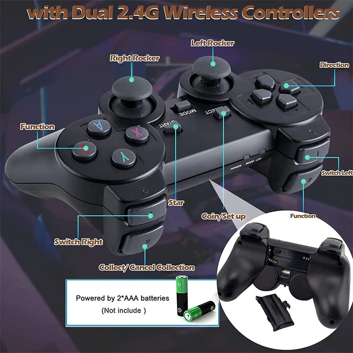 Wireless Retro Game Console with 10,000+ Built-in Games, 4K HDMI-Compatible, 64G, Black I287393