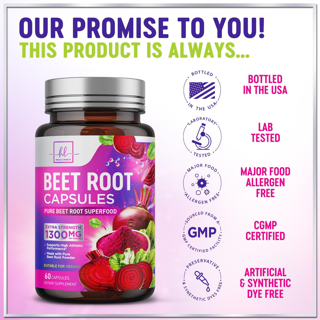 Organic Beet Root Capsules 1300mg 60 Capsules Y992