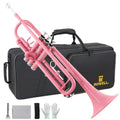 Bb Standard Trumpet Set with Hard Case, 7C Mouthpiece, Gloves (Pink) E3185
