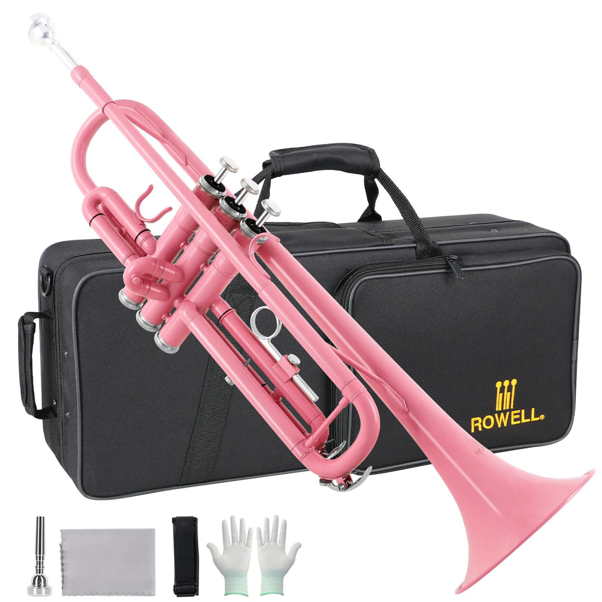 Bb Standard Trumpet Set with Hard Case, 7C Mouthpiece, Gloves (Pink) E3185