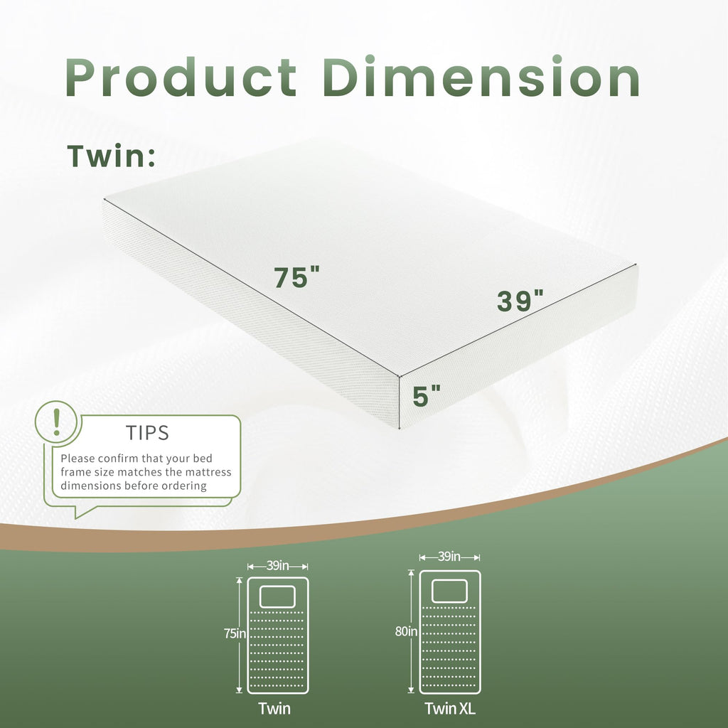 Twin 5 Inch Memory Foam Mattress J6341