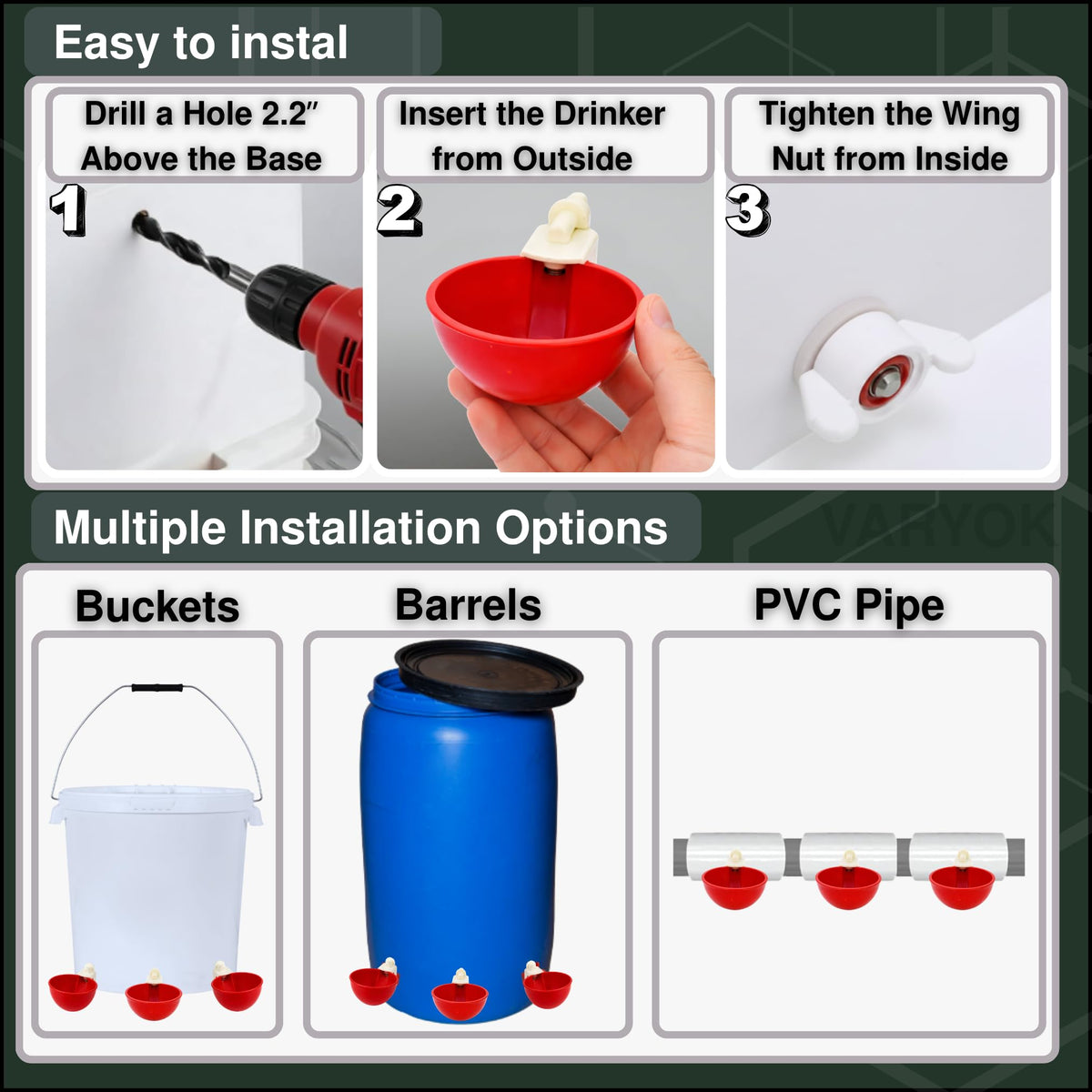 6 Pack Large Chicken Water Cups H9618