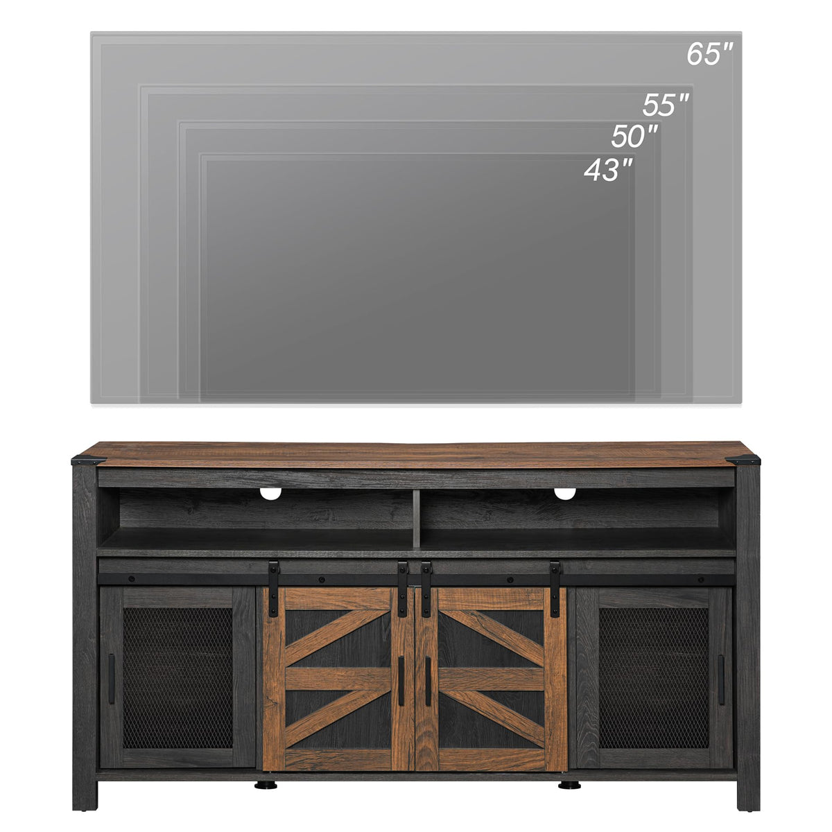 Dark Walnut Black Entertainment Center F3119