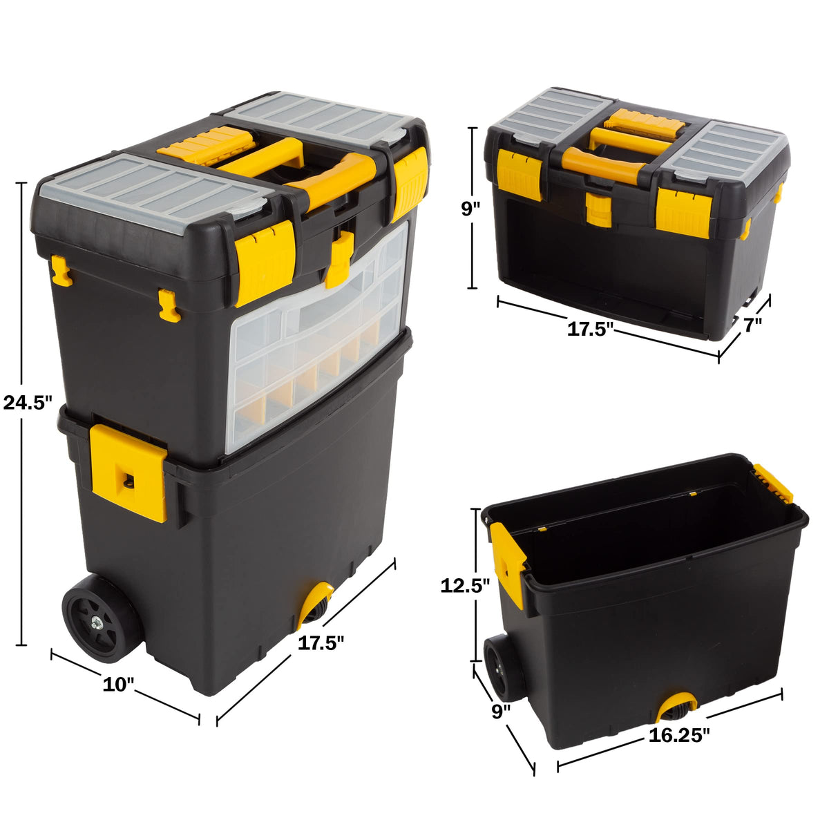 Rolling Tool Box with Wheels, Foldable Handle, and Removable Top I802