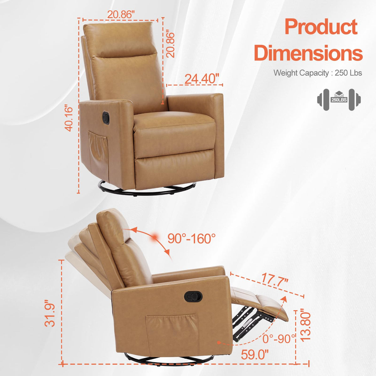 360 Swivel Rocker Recliner Chair C726