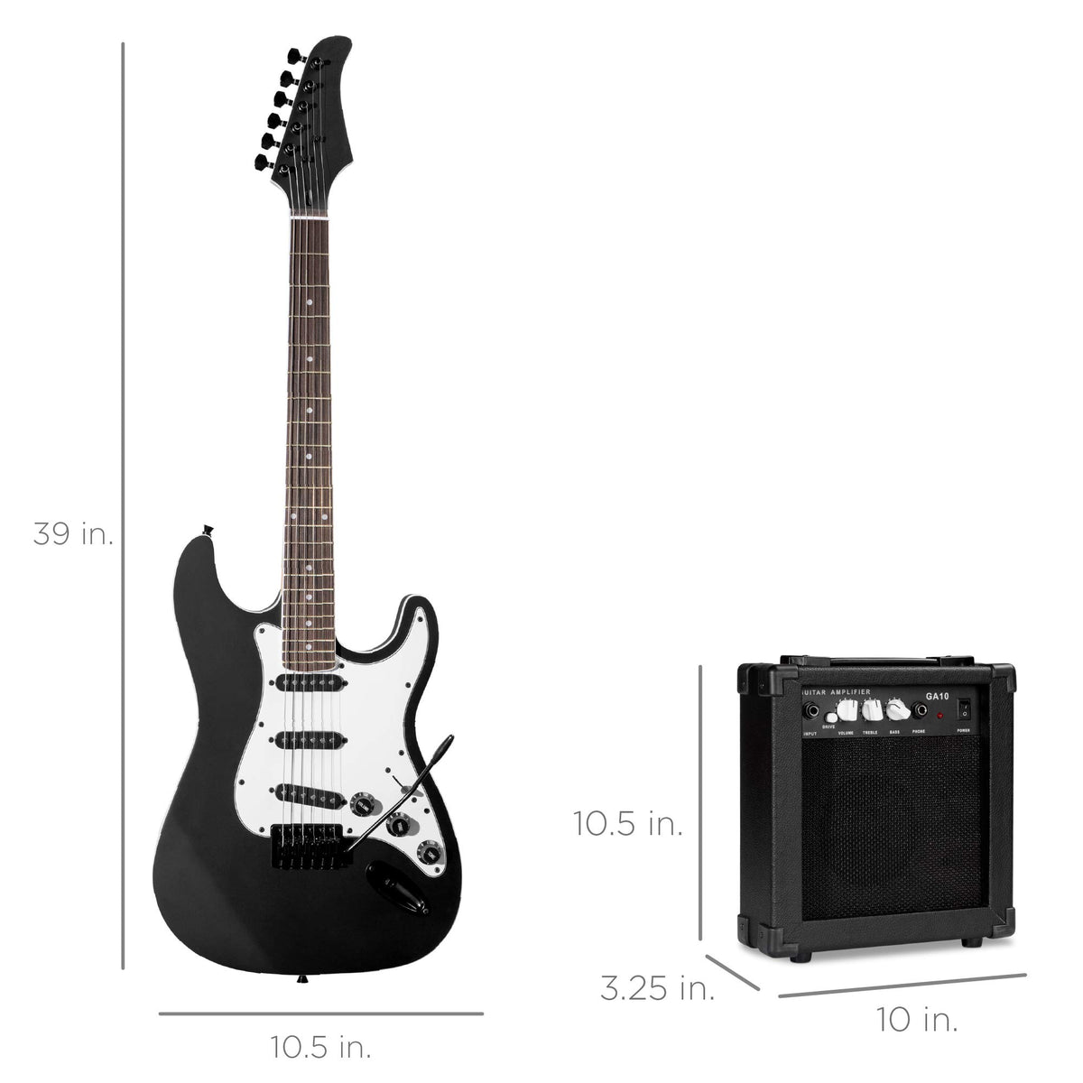 39in Full Size Beginner Electric Guitar Starter Kit with Case, Amp, Strings, Pick - Jet Black J84457