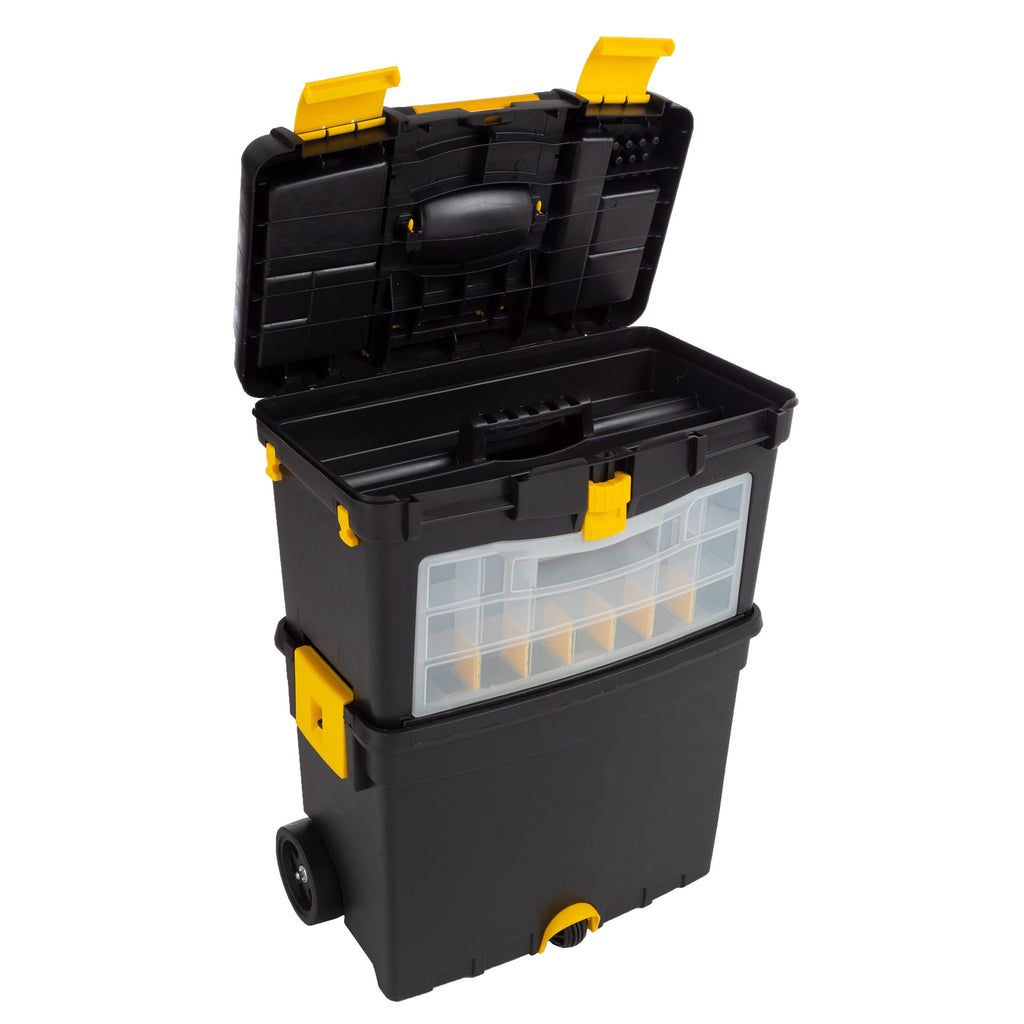 Rolling Tool Box with Wheels, Foldable Handle, and Removable Top I802