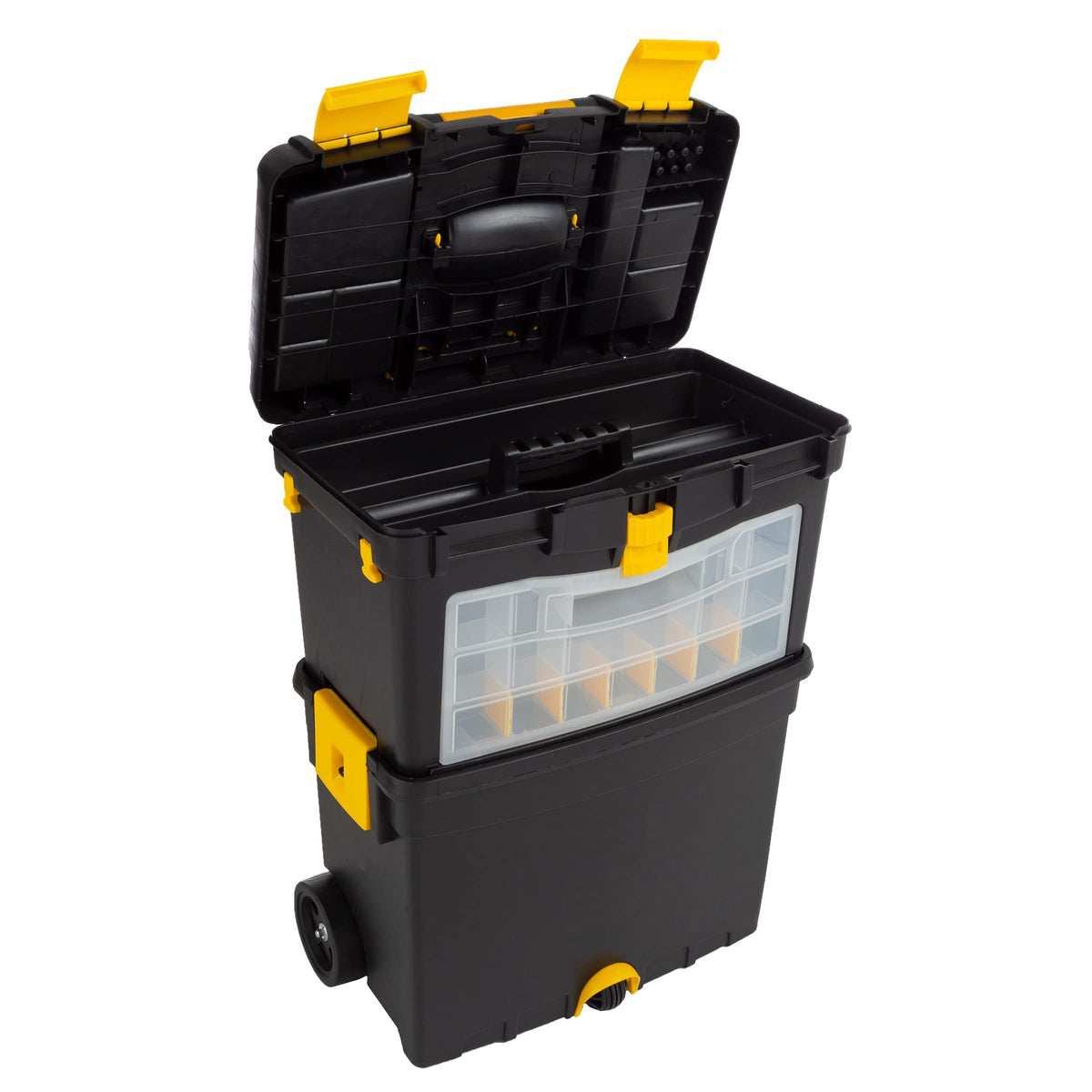 Rolling Tool Box with Wheels, Foldable Handle, and Removable Top I802