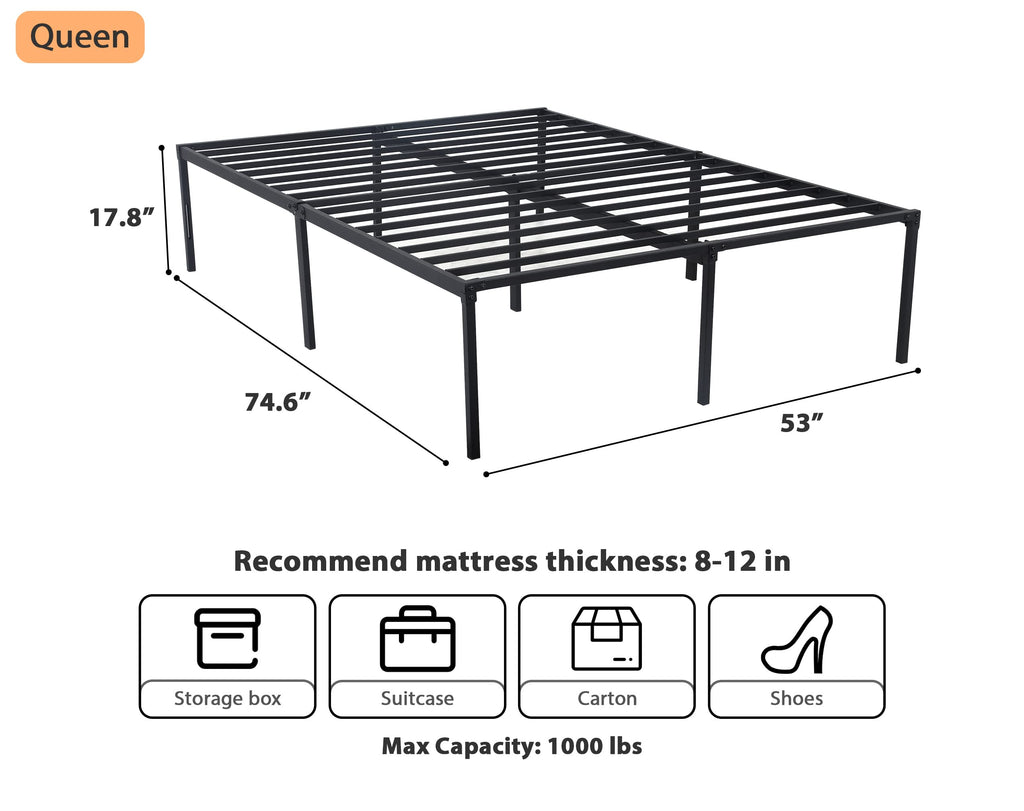14 Inch Full Size Metal Bed Frame with Storage A685