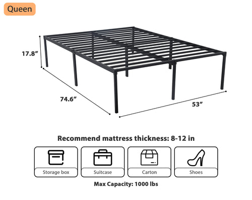 14 Inch Full Size Metal Bed Frame with Storage A685