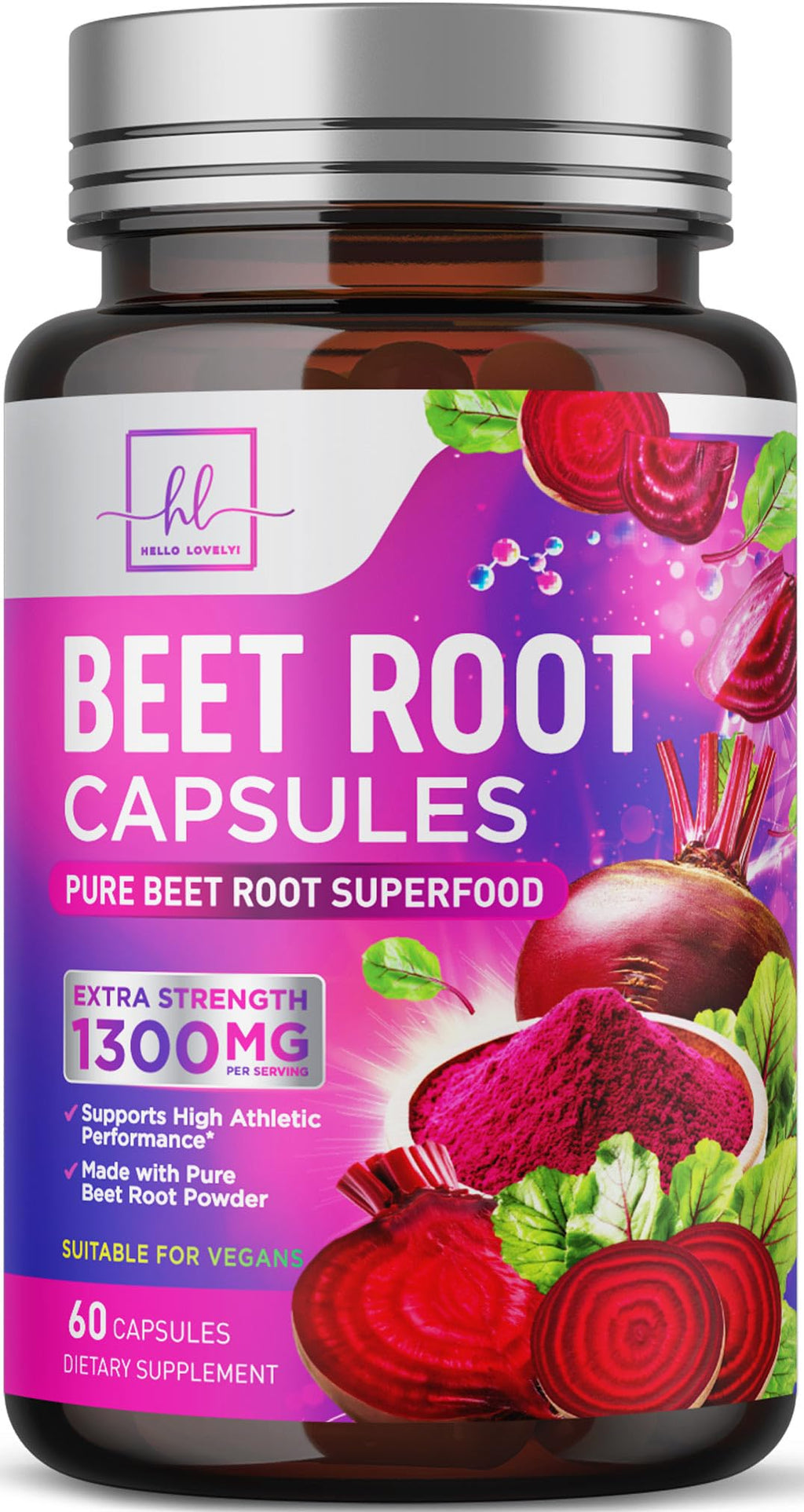 Organic Beet Root Capsules 1300mg 60 Capsules Y992