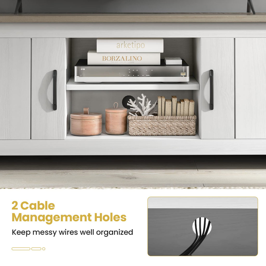 2 Doors TV Stand with 2 Cabinets & Open Shelves O24913