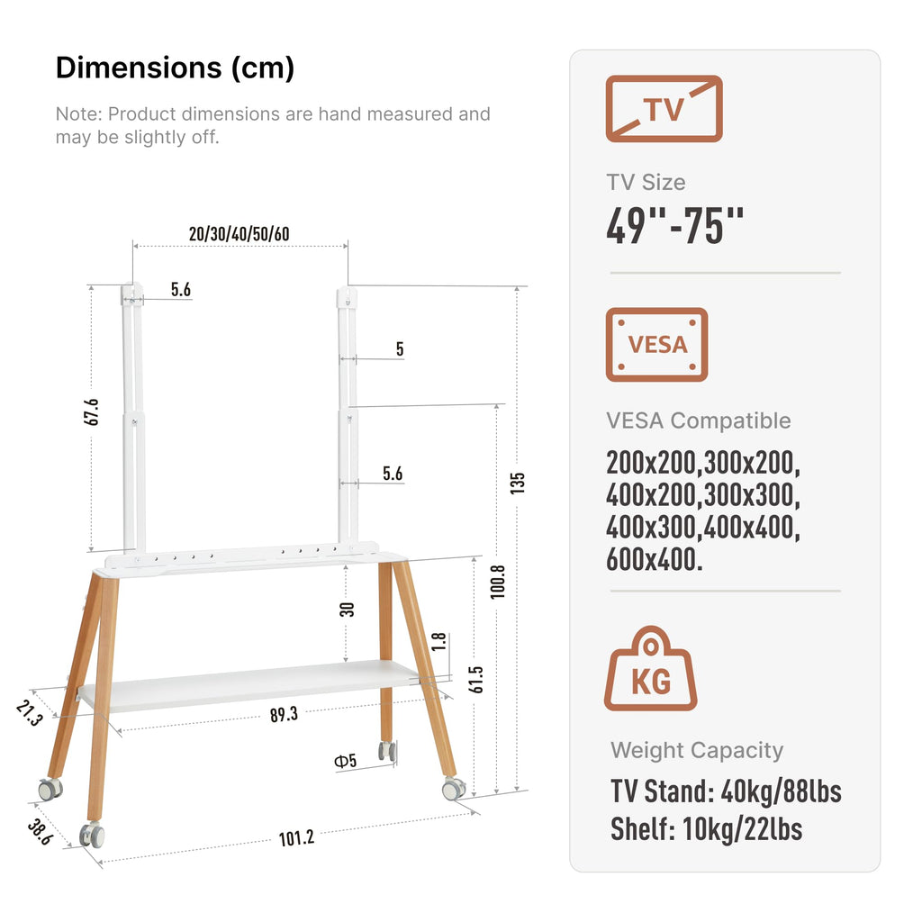 White Rolling Easel TV Stand Z5529