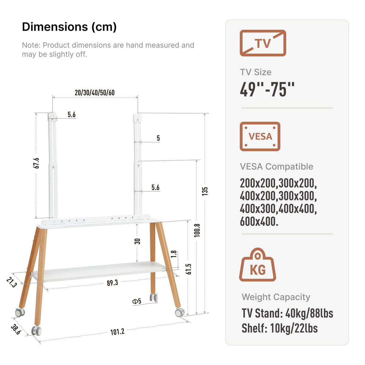 White Rolling Easel TV Stand Z5529