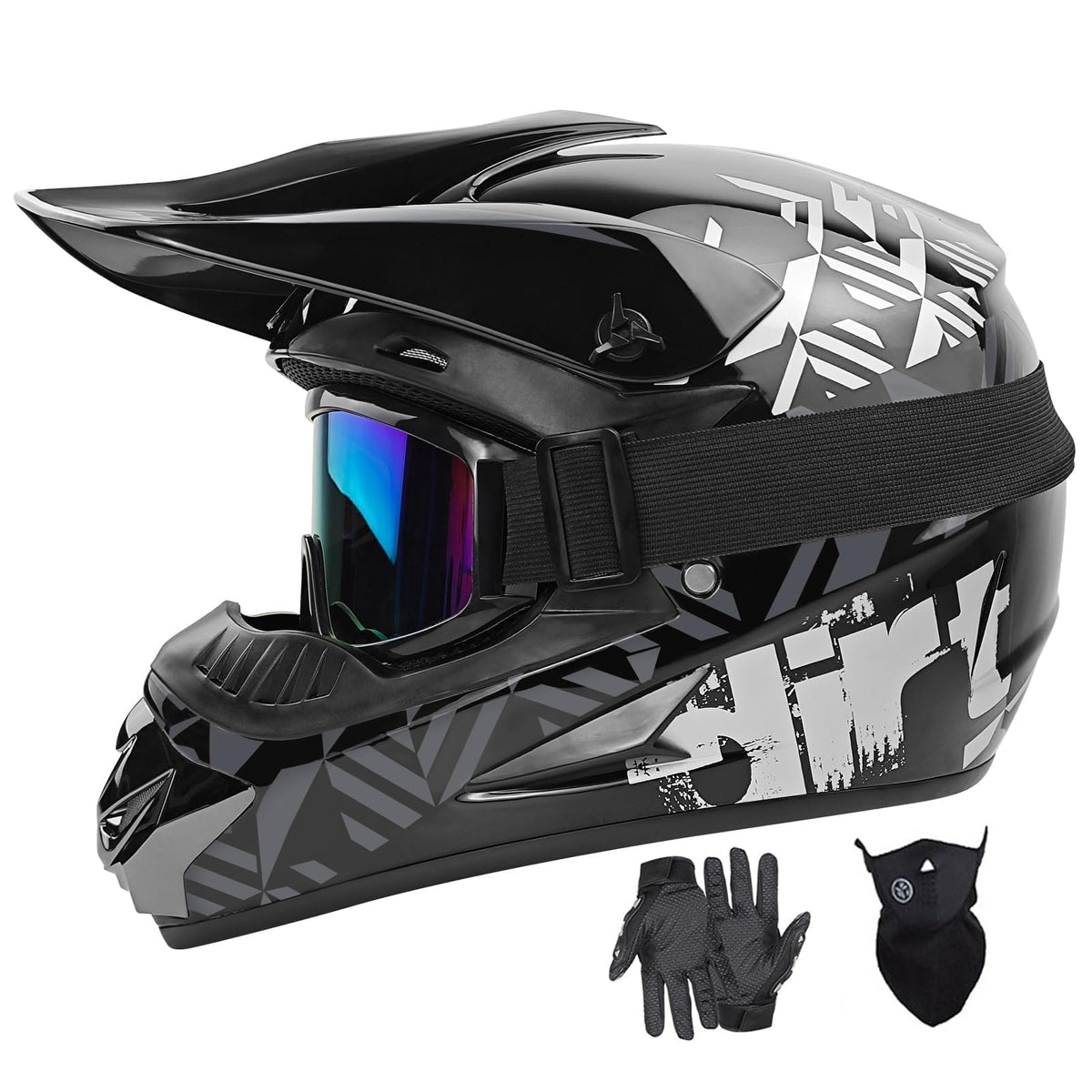 Certified Youth Kids Dirt Bike Motocross ATV Helmets 4Pcs Set Z1275