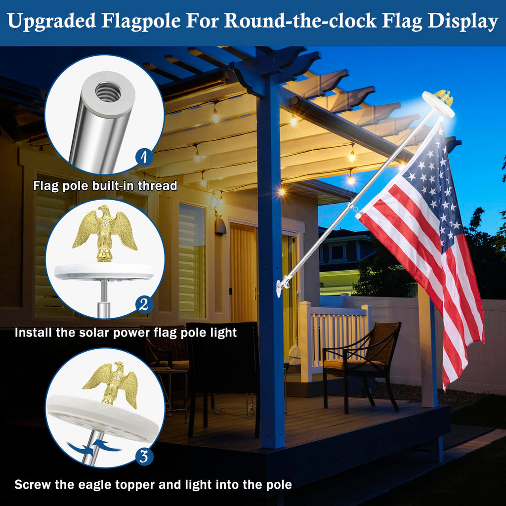 5 FT Stainless Steel Flag Pole with Eagle Topper S7105
