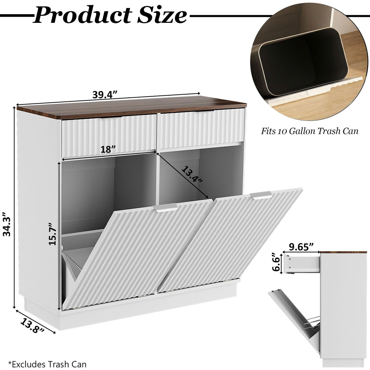 White Double Tilt Out Trash Can Cabinet C64819