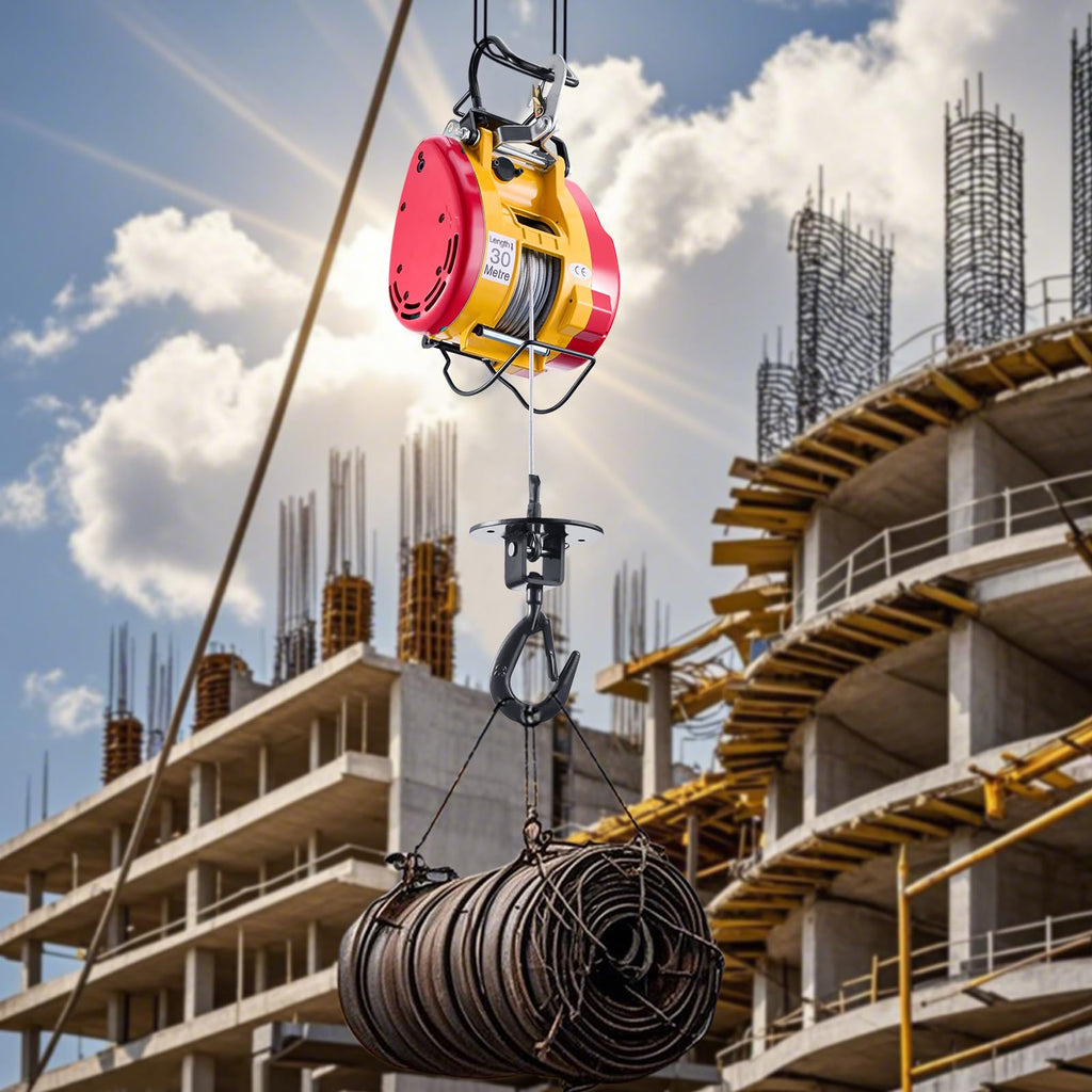 1100 lbs 1800W Portable Electric Hoist Winch with Wireless Remote Control O492056