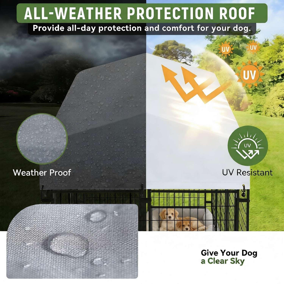 4 x 4 x 4.25 FT Outdoor Dog Kennel with Roof C409