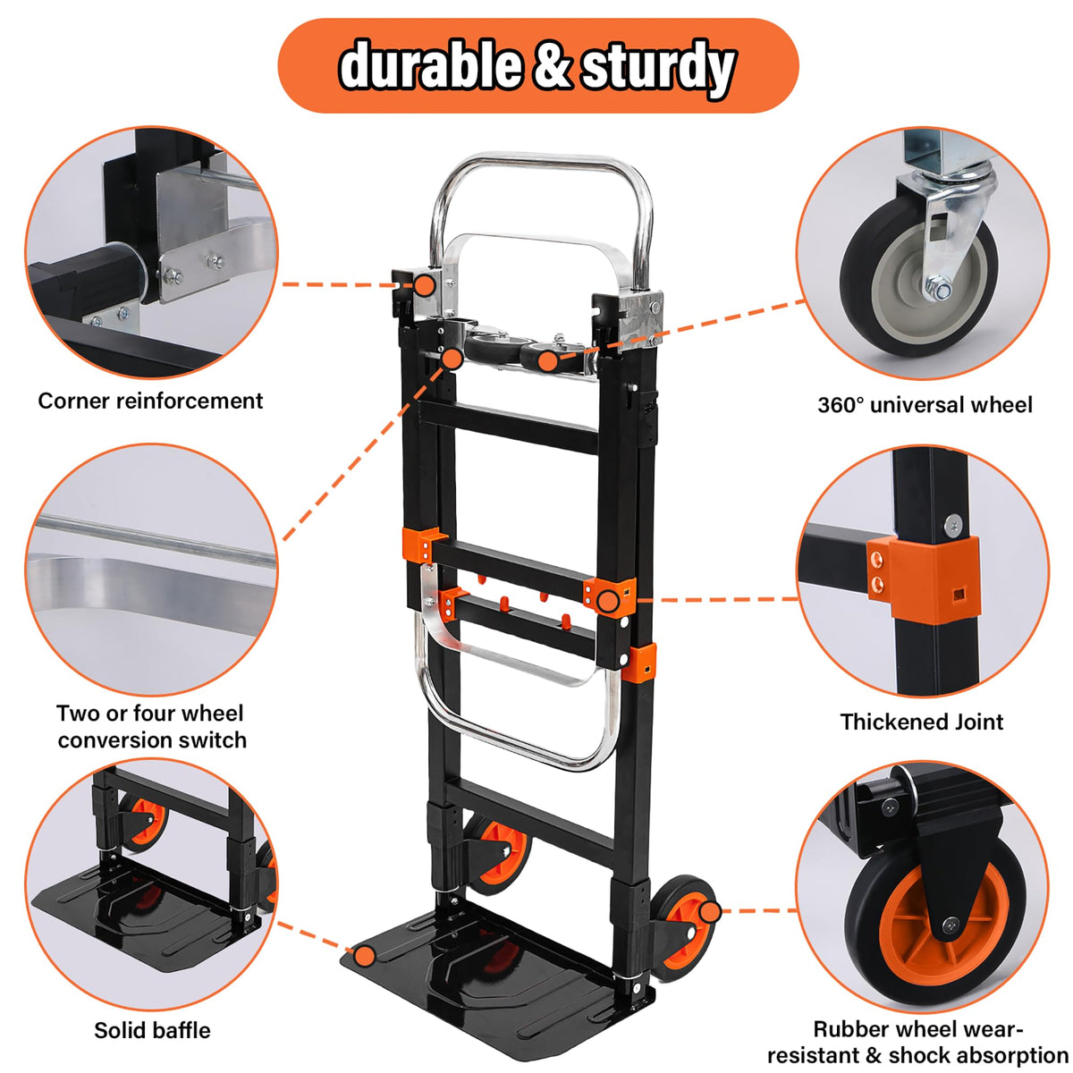 3 in 1 Folding Hand Truck 500lbs Capacity X910655