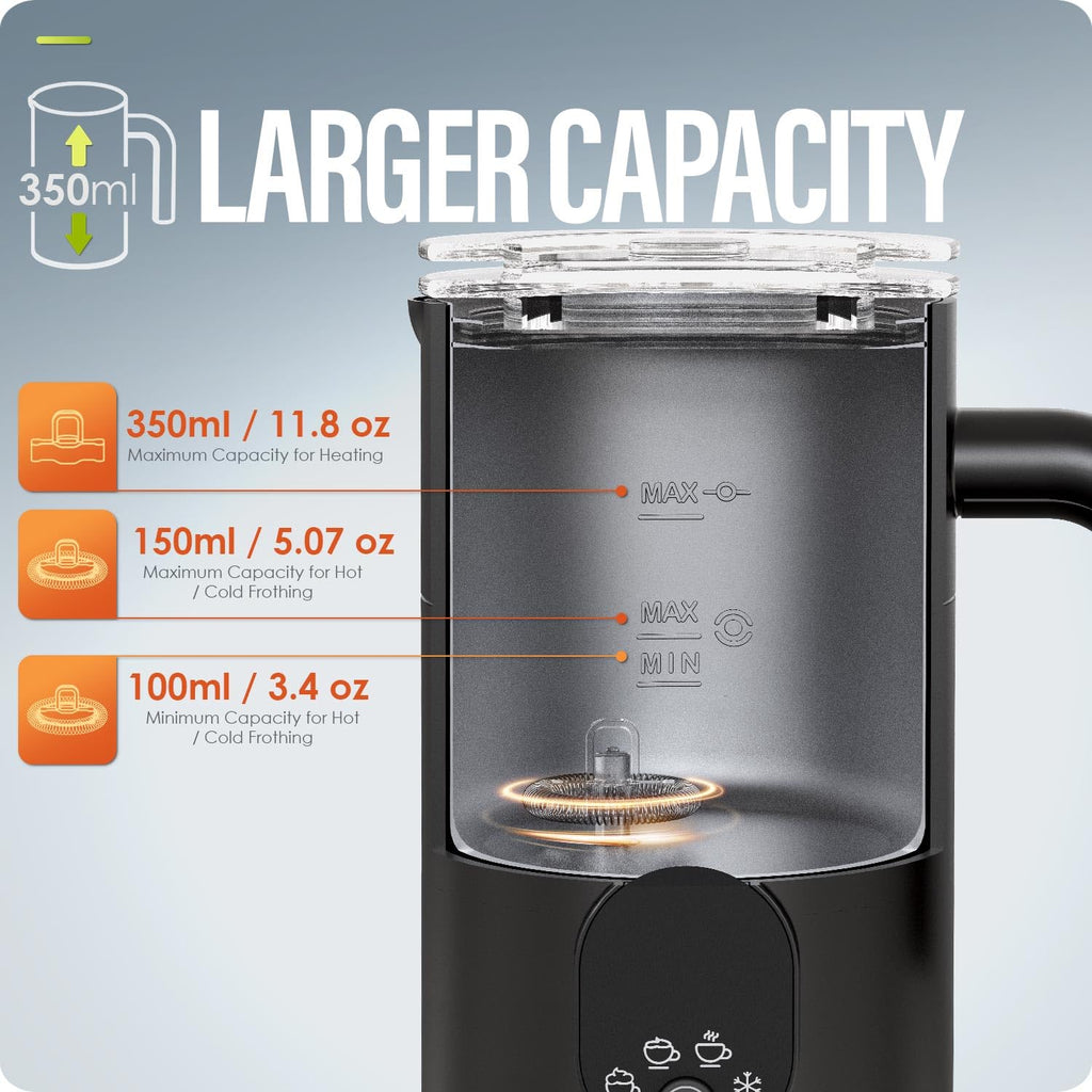 4 in 1 Automatic Milk Frother and Steamer 350ML Black I48025