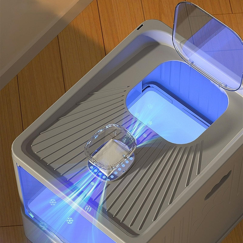 Cat Litter Box with Scoop, Large Top Entry Anti-Splashing with Lid, Enclosed Plastic, Drawer Type X933