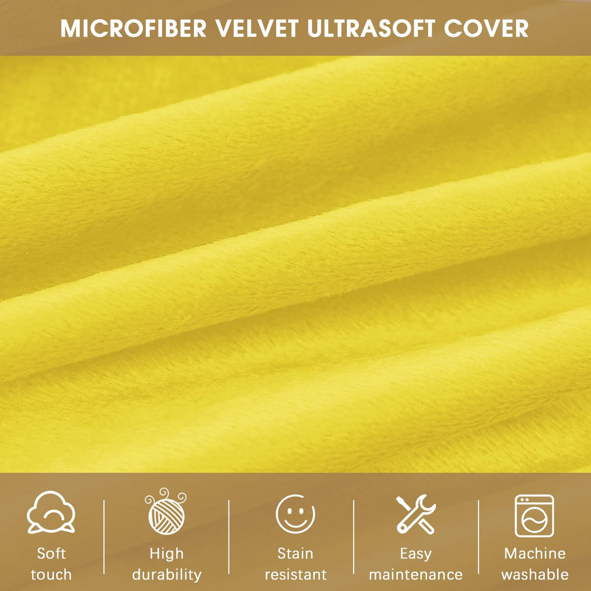 Yellow 3 ft Memory Foam Bean Bag Chair U417748