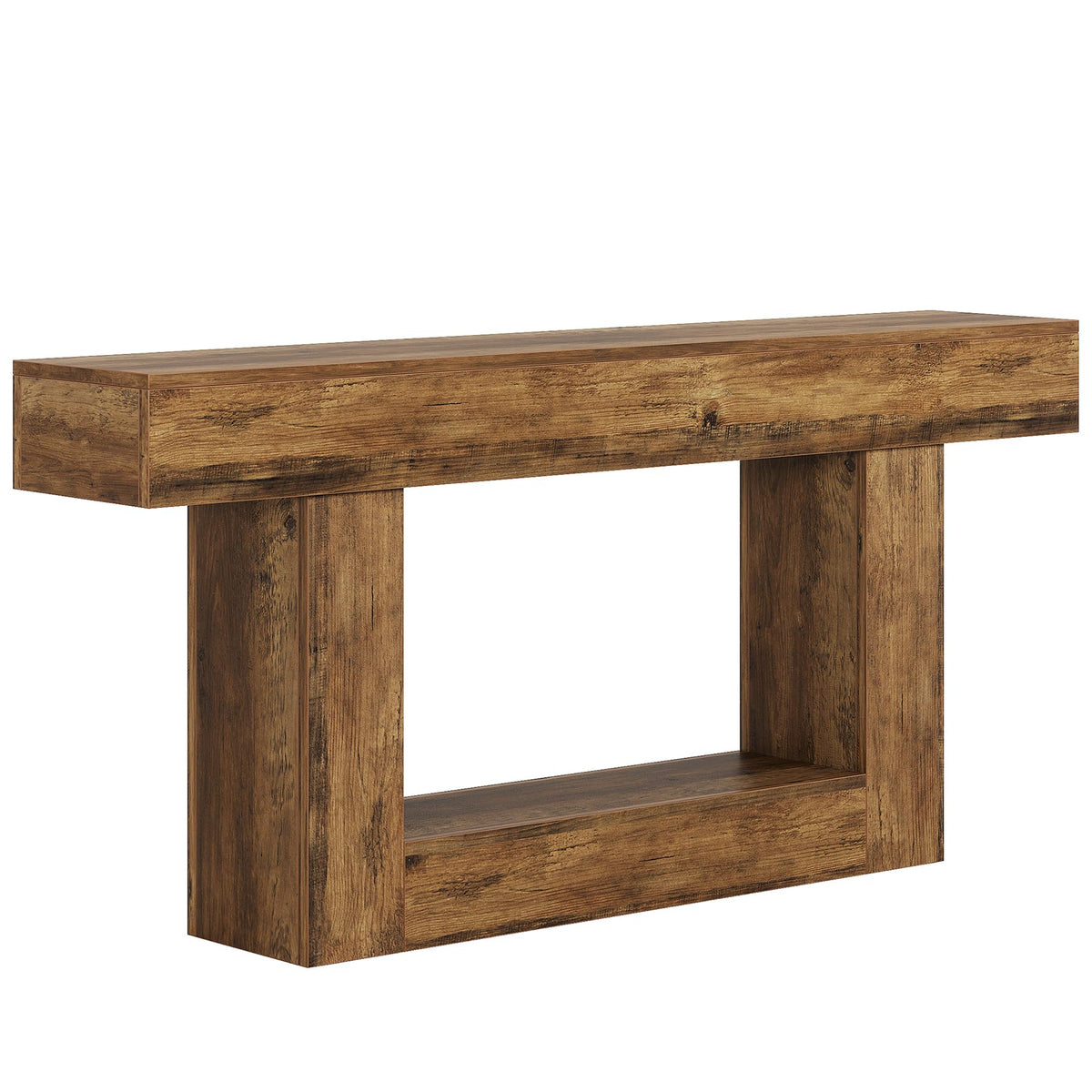 63" Farmhouse 2-Tier Console Table with U-Shaped Base M15673