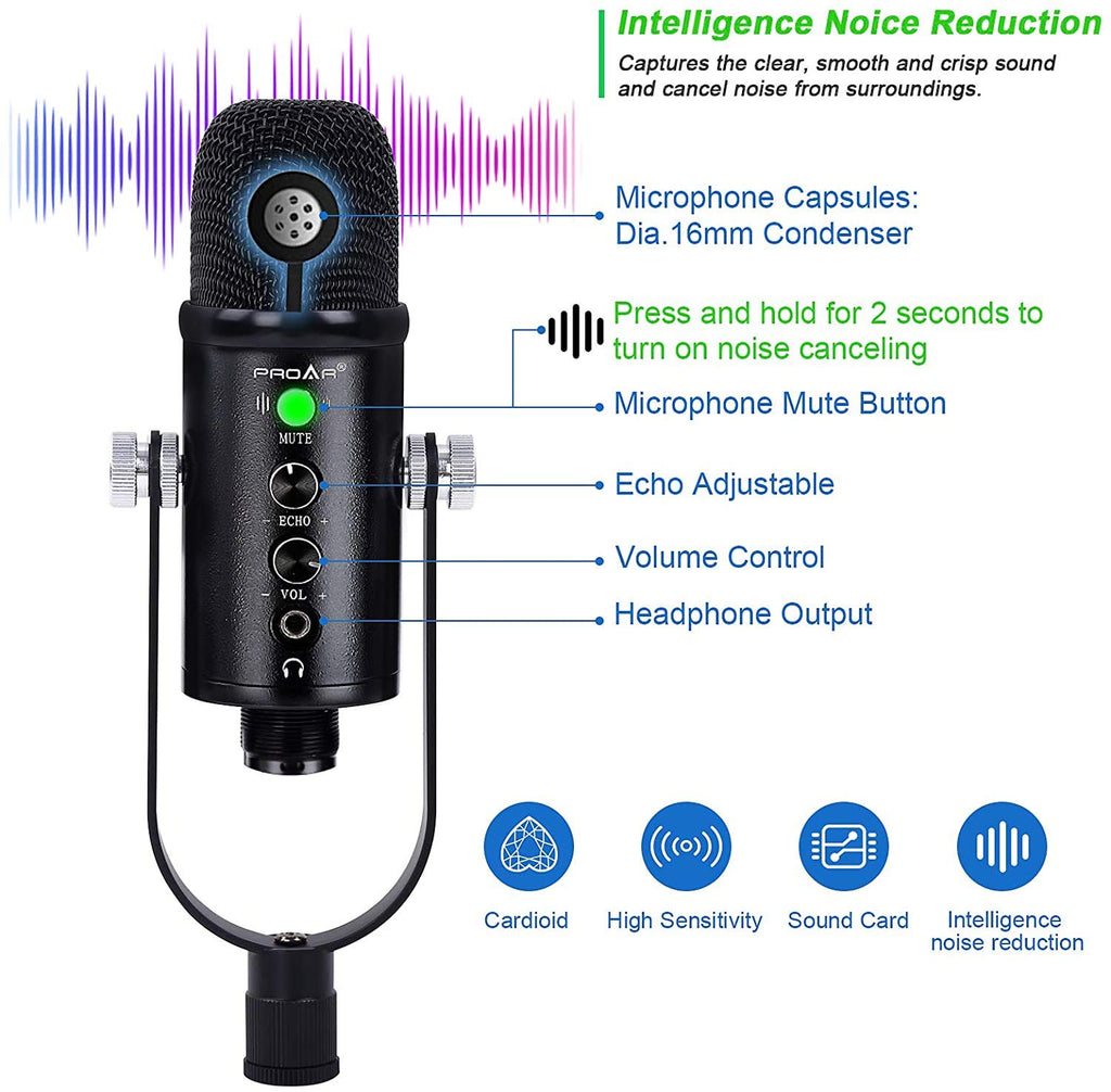 USB Condenser Microphone Kit with Boom Arm L215