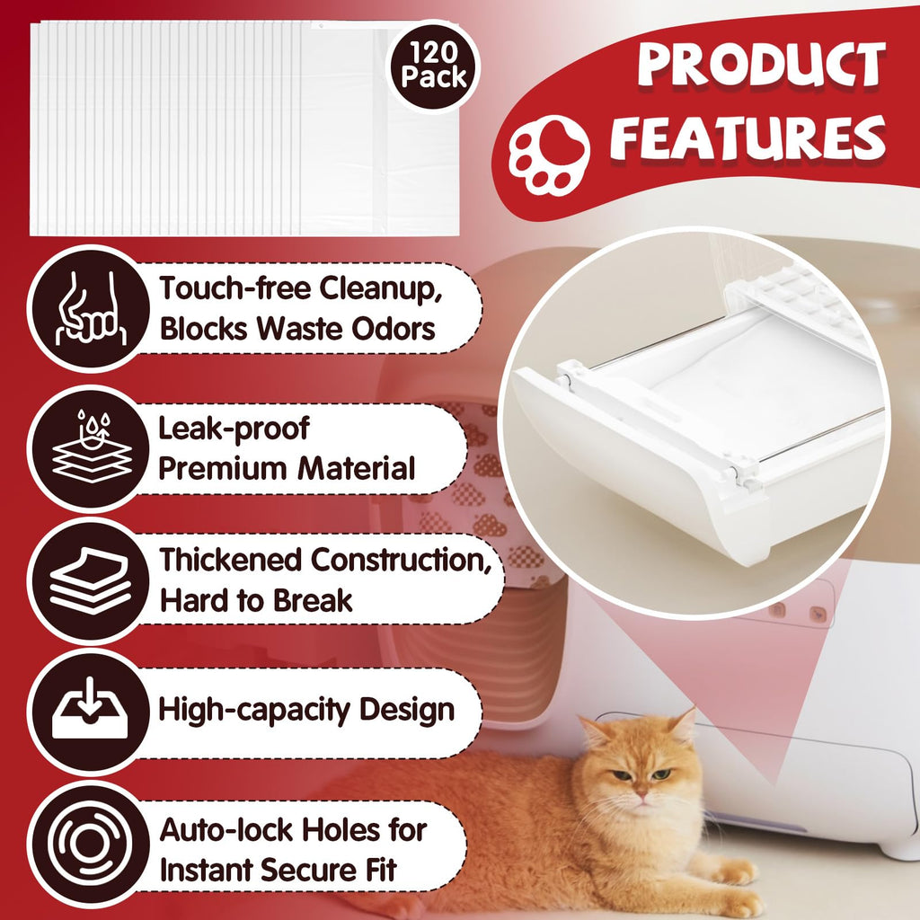 120 Pcs Self-Sealing Drawer Cat Litter Bags M88541