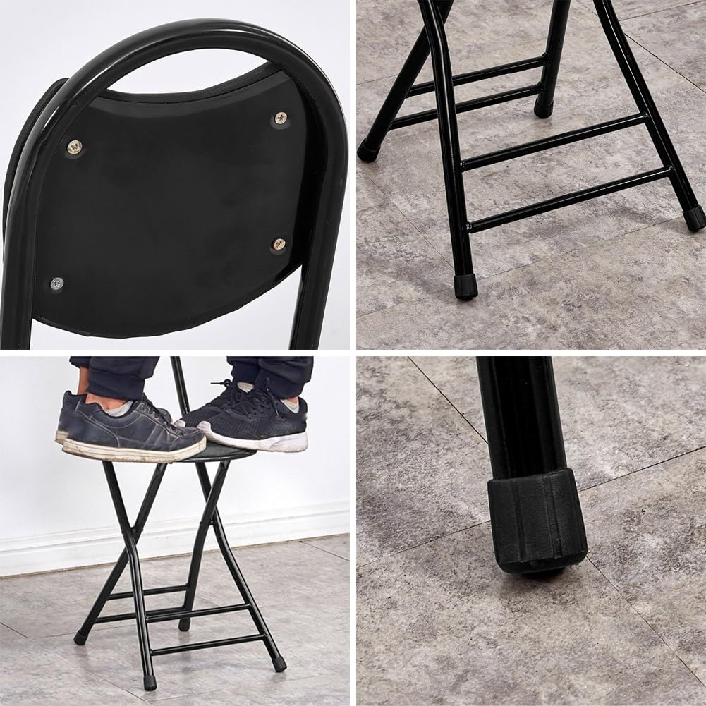 Black 18 Inch Folding Bar Stool with Backrest G875