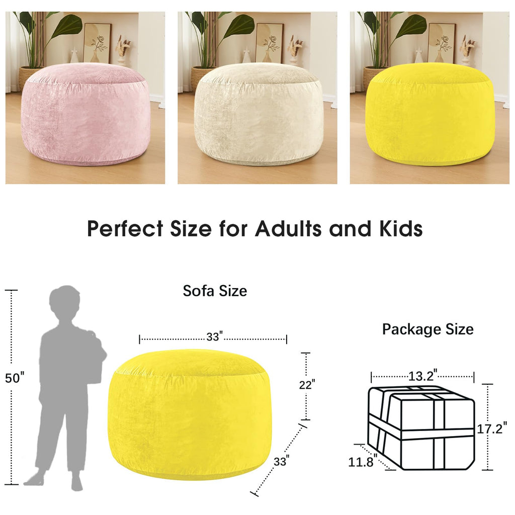 Yellow 3 ft Memory Foam Bean Bag Chair U417748
