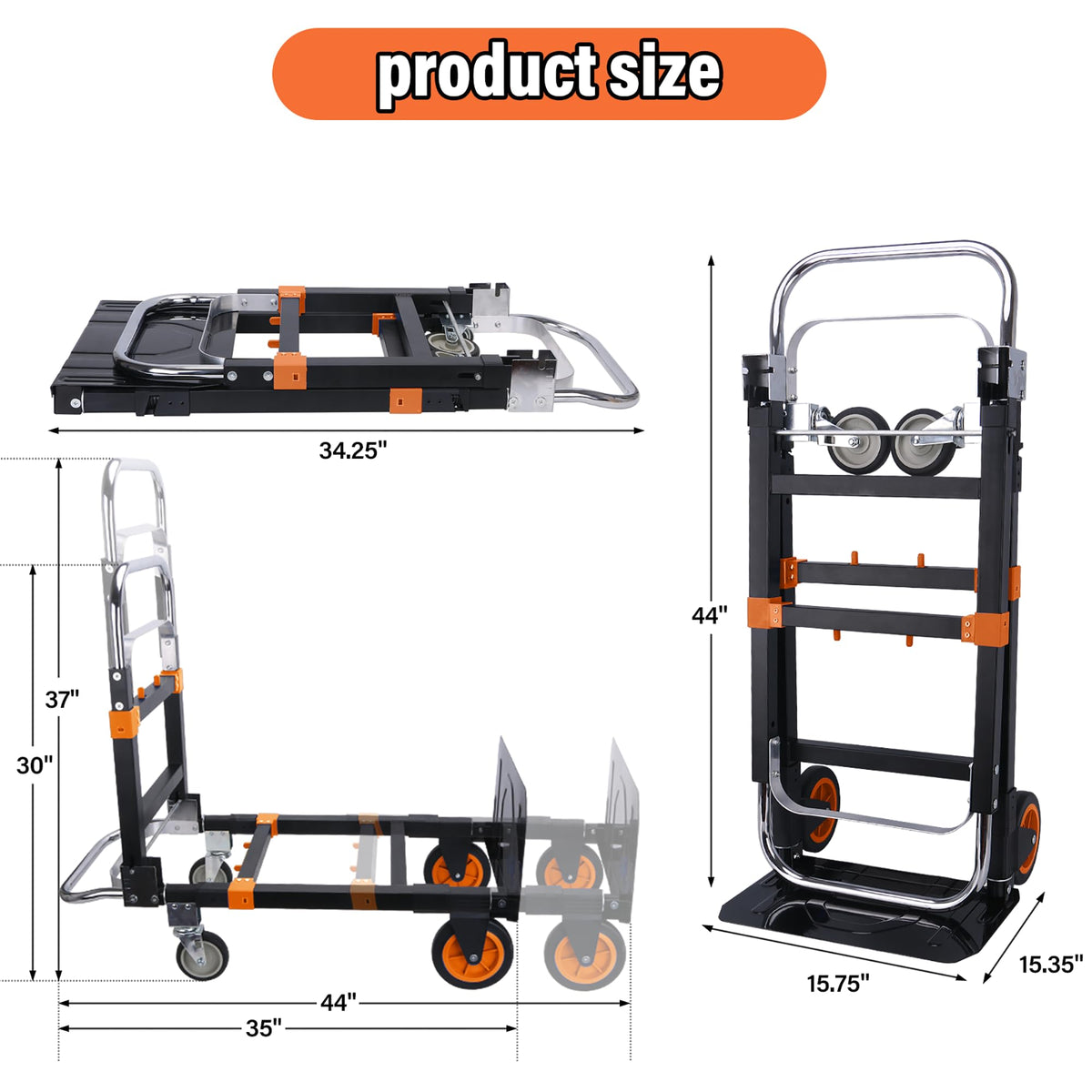 3 in 1 Folding Hand Truck 500lbs Capacity X910655