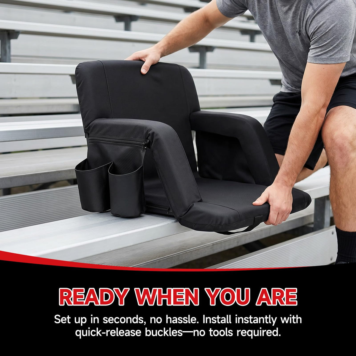 2 Pack Folding Stadium Seats with Back Support and Cushion G20100