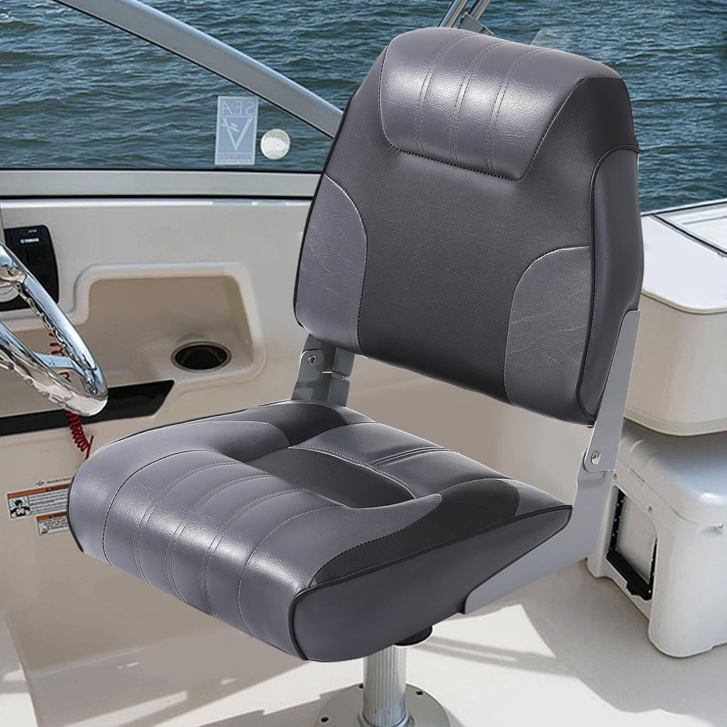 2 Pack Low Back Folding Boat Seats Black Gray C1124